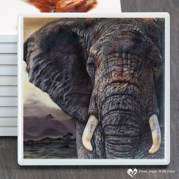 'Tembo' Elephant Coaster by Wildlife Artist Angie