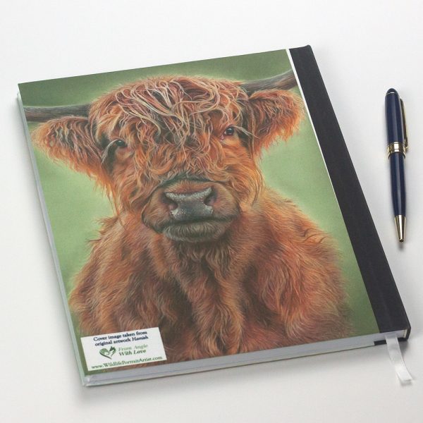 'Hamish' Highland Cow Notebook by Wildlife Artist Angie.