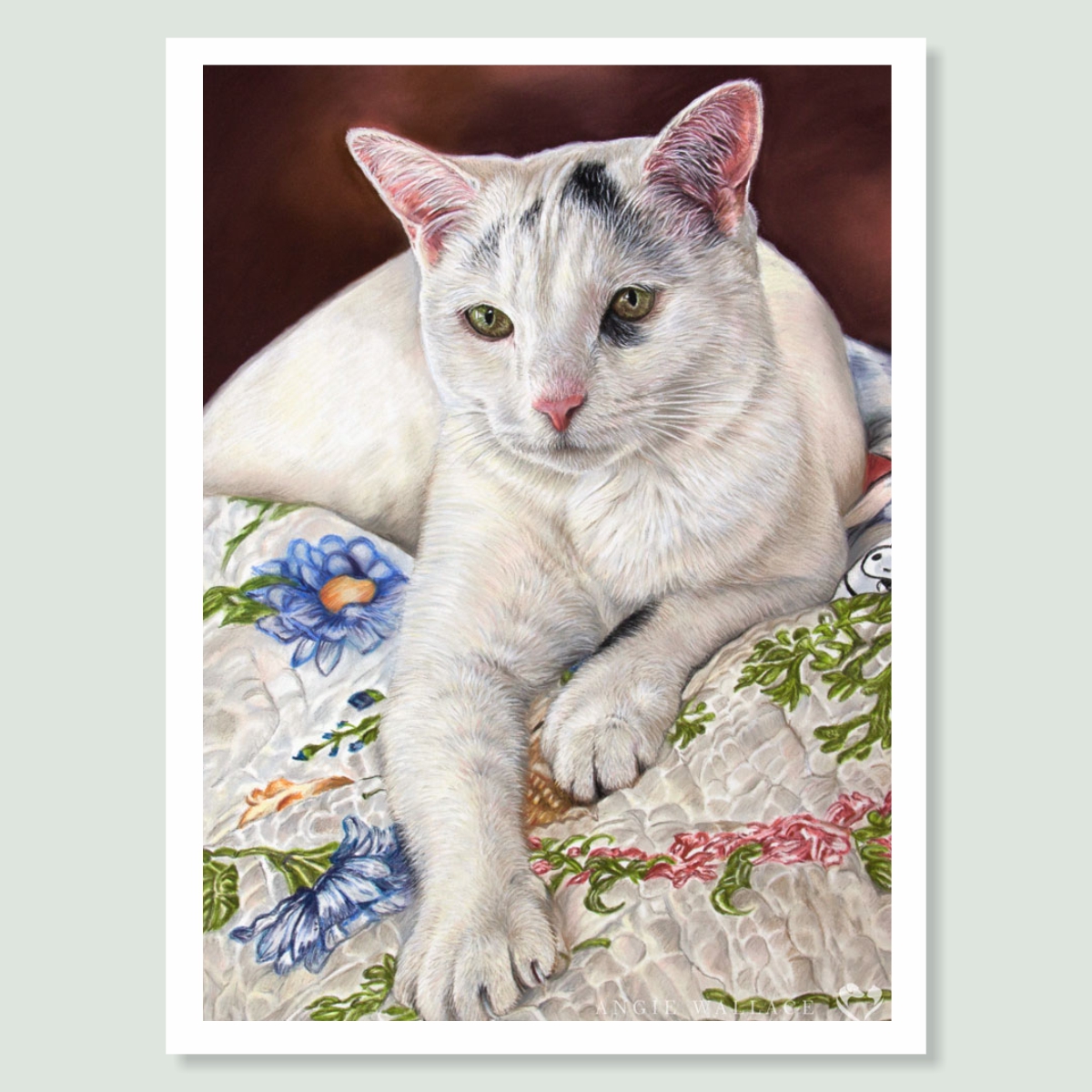 Betty - coloured pastel cat portrait by pet artist Angie.