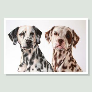Jente & Simen - coloured pencil Dalmatian portrait by pet artist Angie.