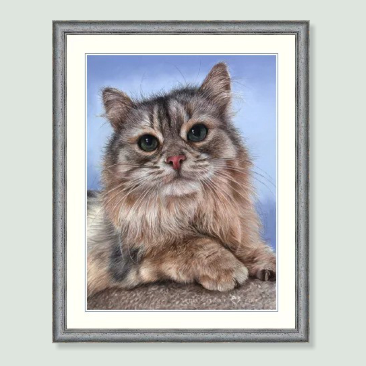Margo - coloured pastel cat portrait by pet artist Angie.