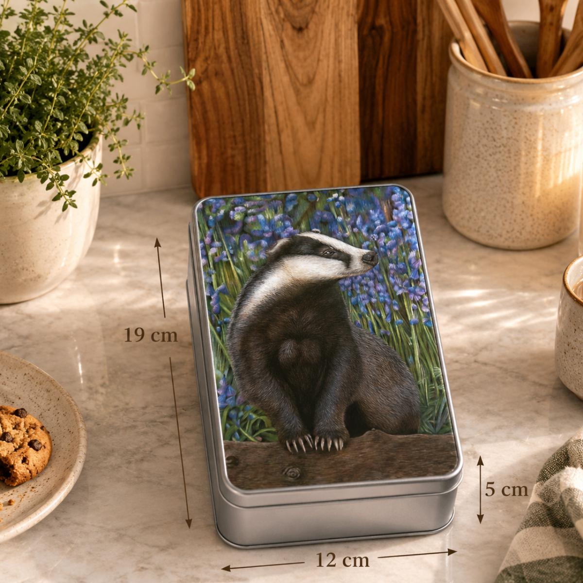 'Bluebell Wood' Badger Tin by Wildlife Artist Angie