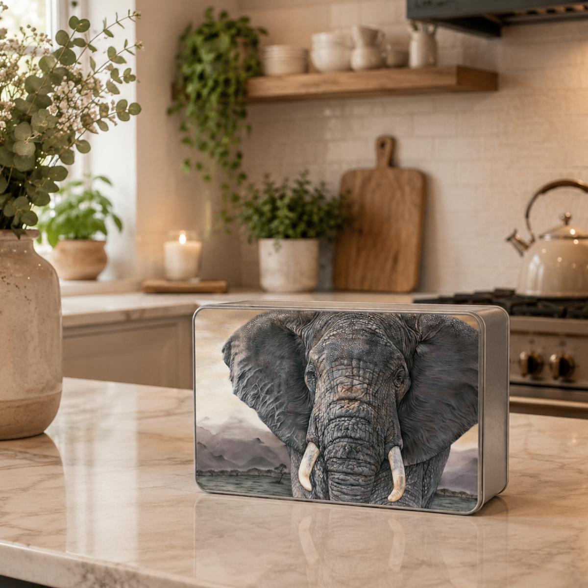 African Elephant Biscuit Tin - Tembo by Wildlife Artist Angie