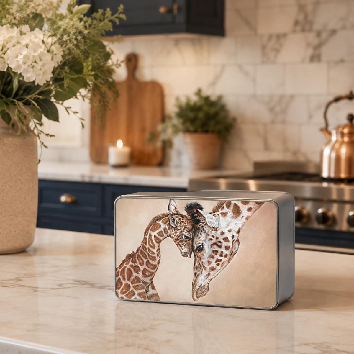 Giraffe Biscuit Tin - Tenderness by Wildlife Artist Angie