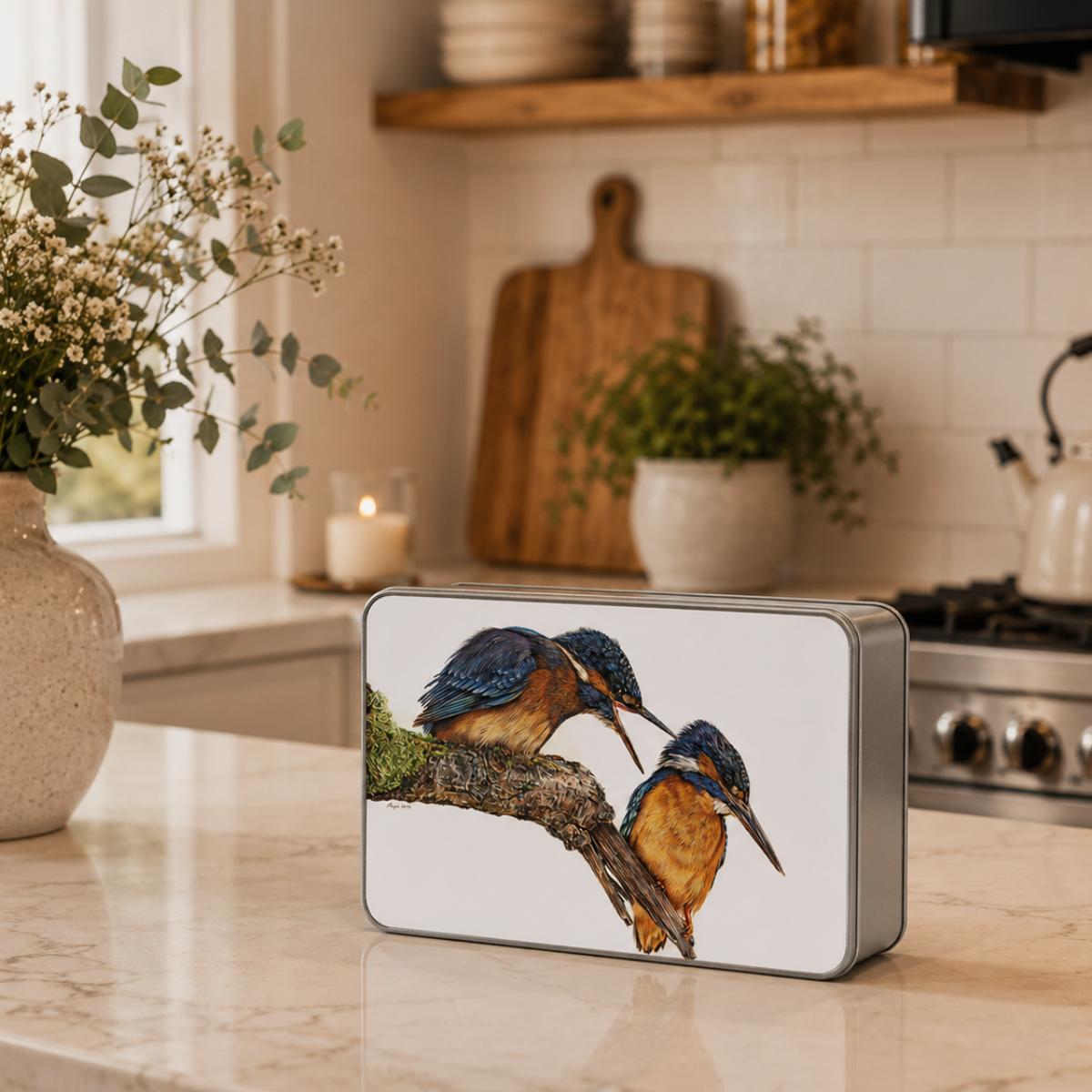 Kingfisher Biscuit Tin - Domestic Bliss by Wildlife Artist Angie