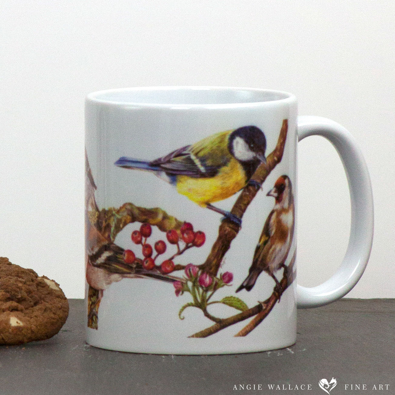 Garden birds mug by Wildlife & Pet Artist Angie